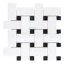 Woven white and black mosaic tile from Thassos White Large Basketweave Mosaic Marble