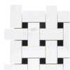 Thassos White Large Basketweave Mosaic with Black marble tile pattern for elegant design