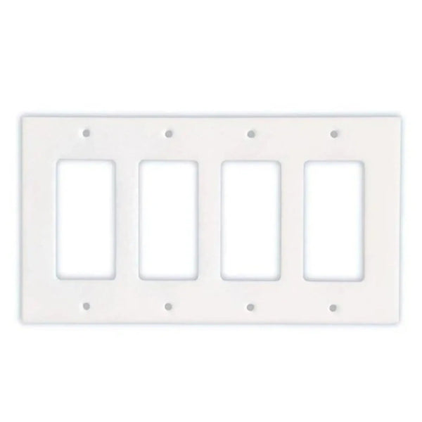 Thassos White Marble 4 Gang ROCKER Switch Wall Plate in a decorative design