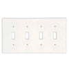 White four-gang toggle light switch plate in Thassos White Marble design