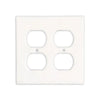 White four-gang electrical outlet cover of Thassos White Marble Double DUPLEX Switch Wall Plate