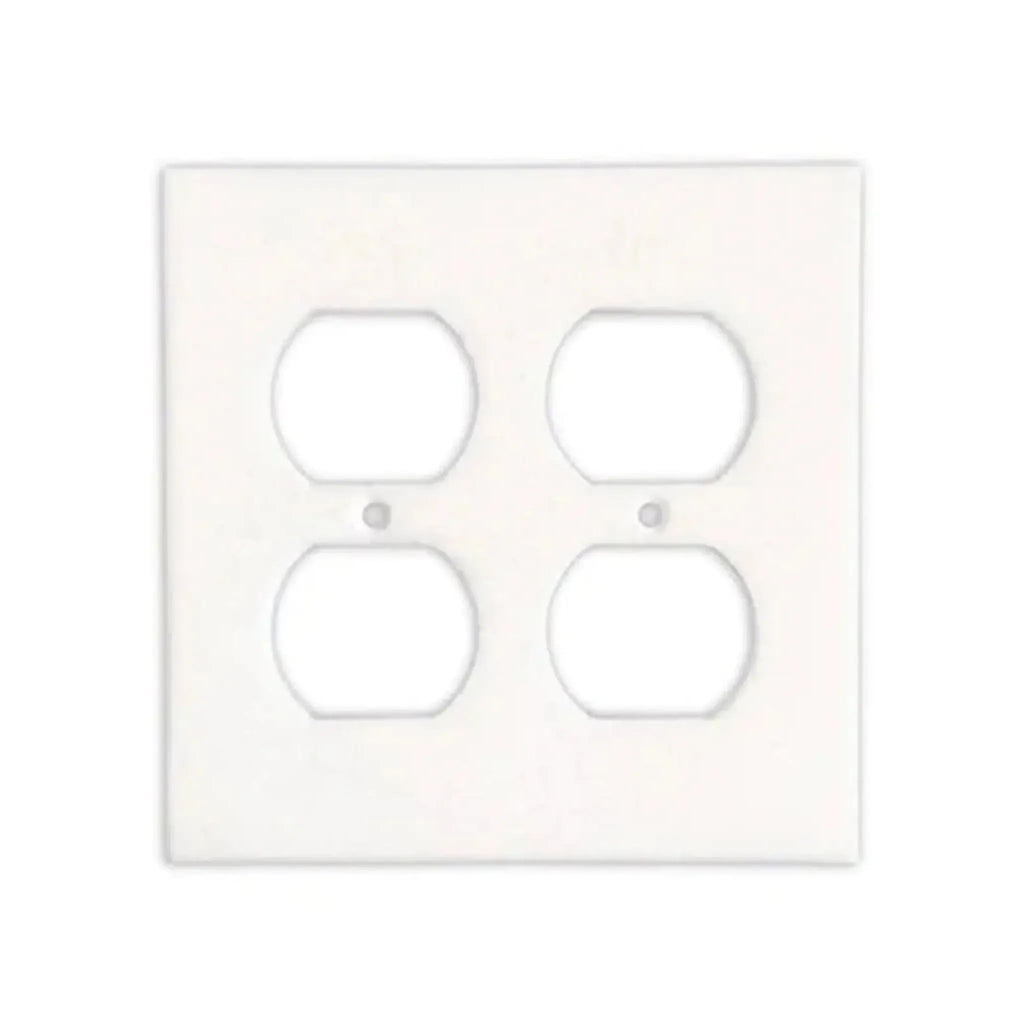 White four-gang electrical outlet cover of Thassos White Marble Double DUPLEX Switch Wall Plate