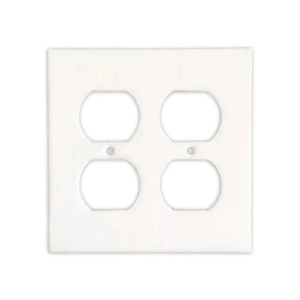 White four-gang electrical outlet cover of Thassos White Marble Double DUPLEX Switch Wall Plate