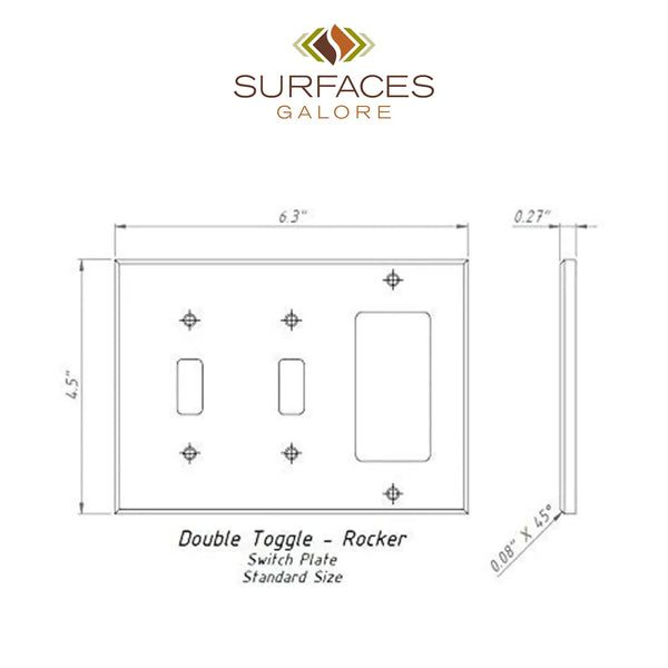 Diagram of Thassos White Marble Double Toggle-Rocker Switch Wall Plate design