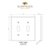 Double toggle switch plate diagram for Thassos White Marble wall plate