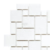 Thassos White Mini-Versailles Pattern Mosaic Marble showcasing a polished white tile pattern