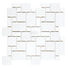 White mosaic tile sheet of Thassos White Mini-Versailles Pattern Marble, polished or honed