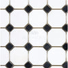 Black and white tile pattern of Thassos White Octagon Mosaic Marble polished or honed