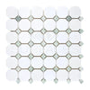 Thassos White Octagon and Square Mosaic Tile with Ming-Green accents, polished finish