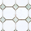 Geometric tile pattern of Thassos White Octagon Mosaic Marble with Ming-Green accents