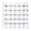 Thassos White Octagon and Diamond Tile Mosaic with Ming-Green Accent Polished Finish