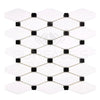 Thassos White Octave Long Octagon Black Mosaic Marble Tile Sheet for elegant design