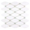 Thassos White Octave Long Octagon Mosaic Marble with Ming Green accents in polished finish