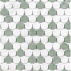 Alternating white and green penny tile pattern in Thassos White Penny-Round Mosaic