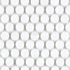 White penny tile pattern in Thassos White Penny-Round Mosaic Marble, polished finish