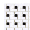 Thassos White Pinwheel Mosaic with Black accents in polished or honed finish