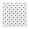 Woven white and gray tile pattern of Thassos White Stanza Mosaic Marble Polished or Honed