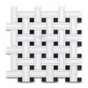 Woven white and black tile pattern of Thassos White Triple-Weave Mosaic Marble