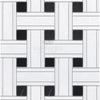 Woven white and black tile pattern in Thassos White Triple-Weave Mosaic Marble