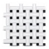 Woven white and black tile pattern in Thassos White Triple-Weave Mosaic Marble