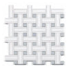 Woven white and gray tile pattern of Thassos White Triple-Weave Mosaic Marble