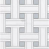 Woven-patterned Thassos White Triple-Weave Mosaic Marble with Blue-Gray accents