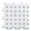 Woven white and gray tile pattern of Thassos White Triple-Weave Mosaic Marble