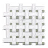 Woven white and gray mosaic tile from Thassos White Triple-Weave with Ming Green accents