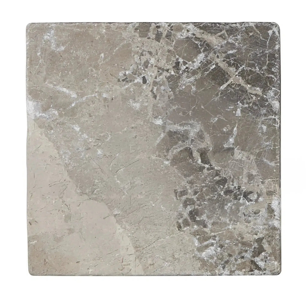 Square Tundra Gray 12X12 Marble Tumbled Tile for elegant interior design