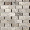 Tundra Gray 1X2 Marble Mosaic Tumbled Rectangular Marble Mosaic Tile Display