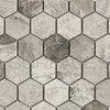 Tundra Gray 2 Inch Hexagon Marble Mosaic Polished or Honed Tile Pattern Display