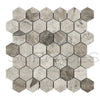 Hexagonal gray marble mosaic tile Tundra Gray 2 inch polished or honed finish