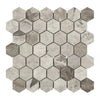 Hexagonal gray marble mosaic tile sheet Tundra Gray 2 inch polished or honed finish