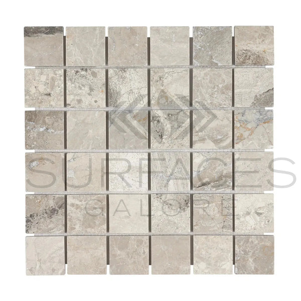 Tundra Gray 2X2 Marble Mosaic Tumbled Square Mosaic Tile Sheet for elegant decor