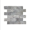 Gray stacked stone wall tile in Tundra Gray 2X4 Marble Mosaic Split-Faced design