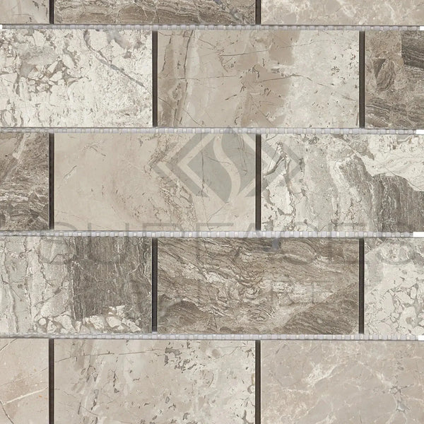 Tundra Gray 2X4 Marble Mosaic Tumbled showcasing elegant marble brick tile design