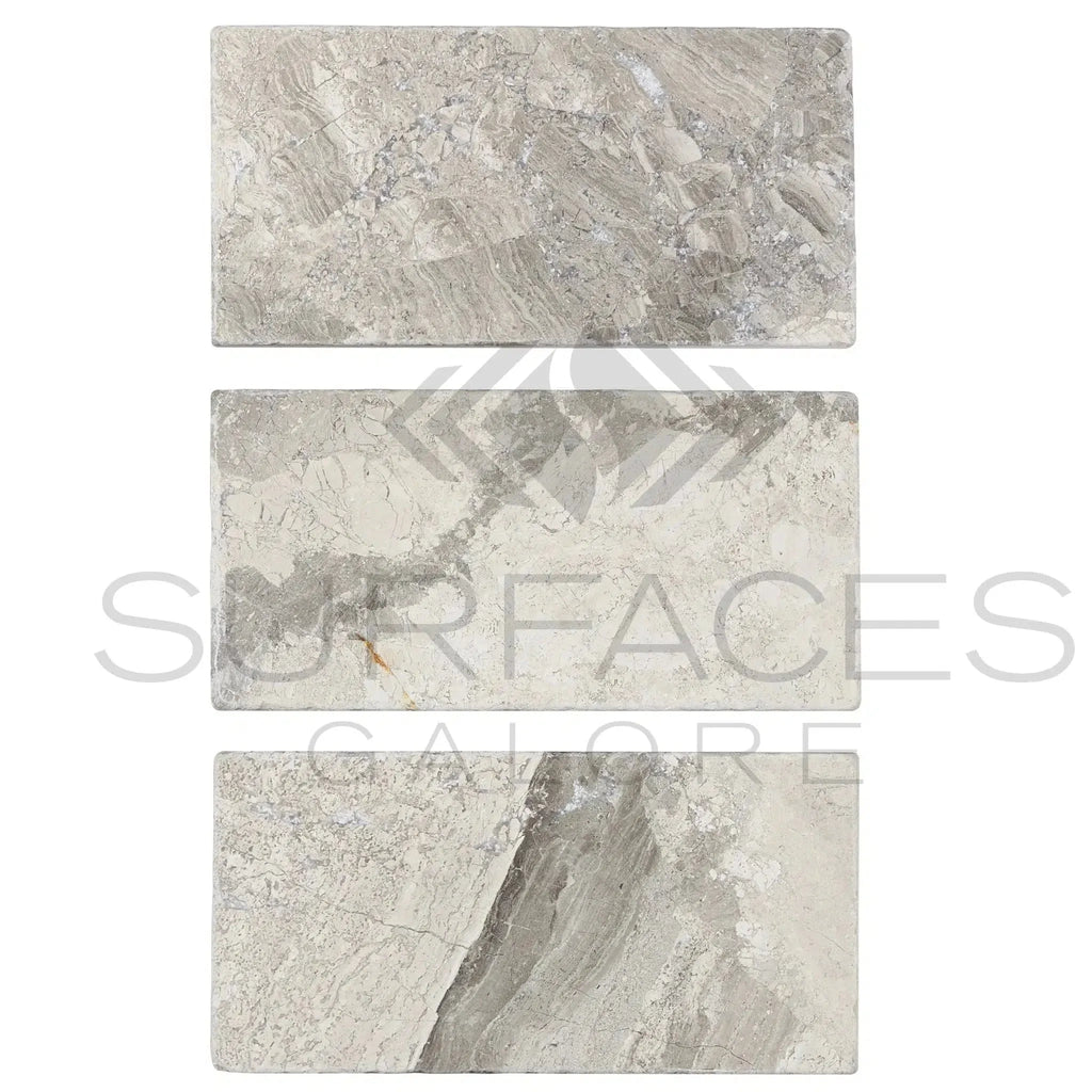 Tundra Gray 3X6 Marble Tumbled Rectangular Gray Marble Tiles for Elegant Interiors