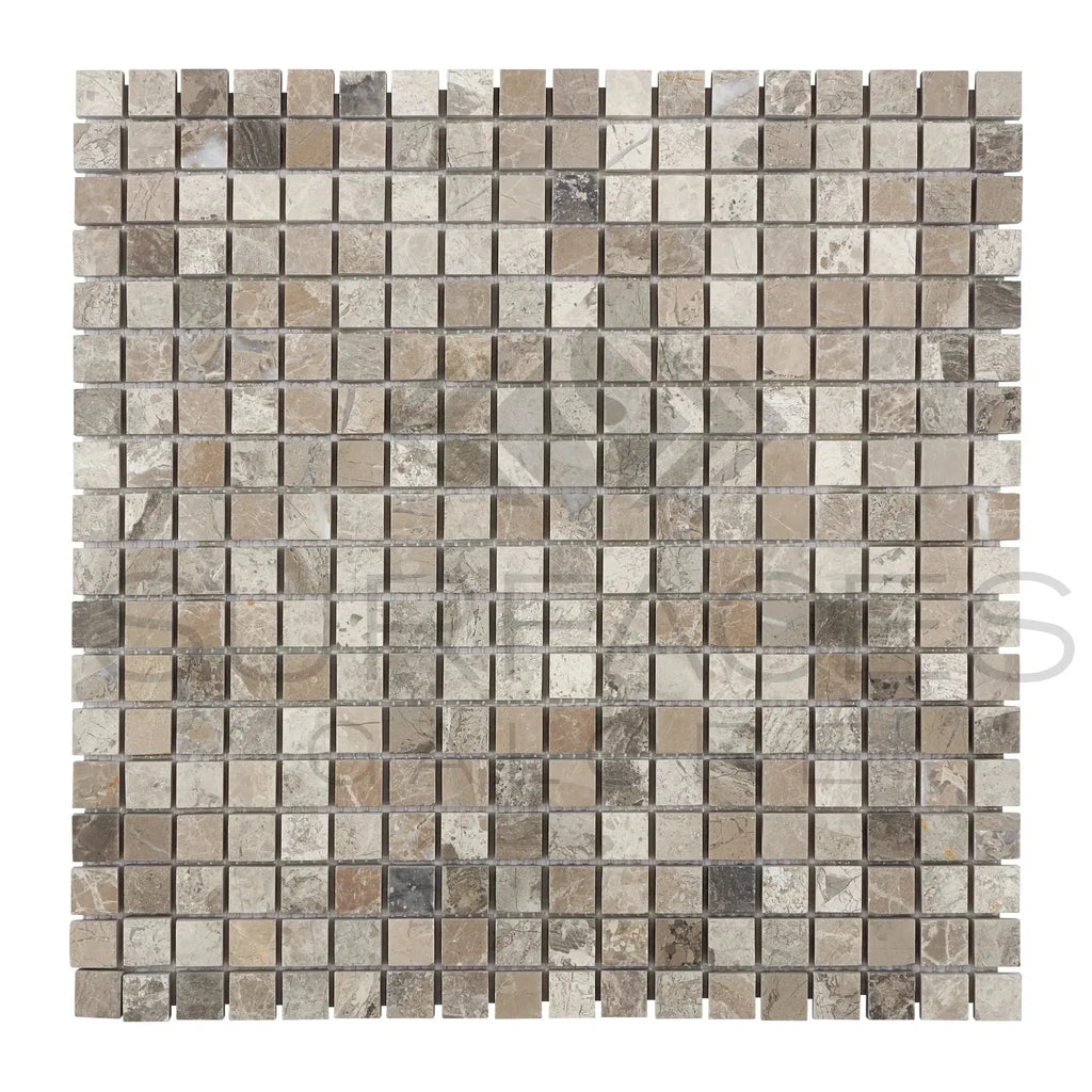 Tundra Gray 5/8X5/8 Marble Mosaic Tumbled Square Tile Sheet for elegant decor