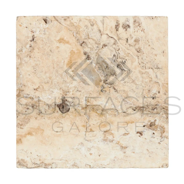 Valencia Travertine 12X12 Filled and Honed Square Tile in stylish natural finish