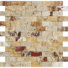 Valencia Travertine 1X2 Brick Mosaic Split-Faced Rectangular Mosaic Tile Image