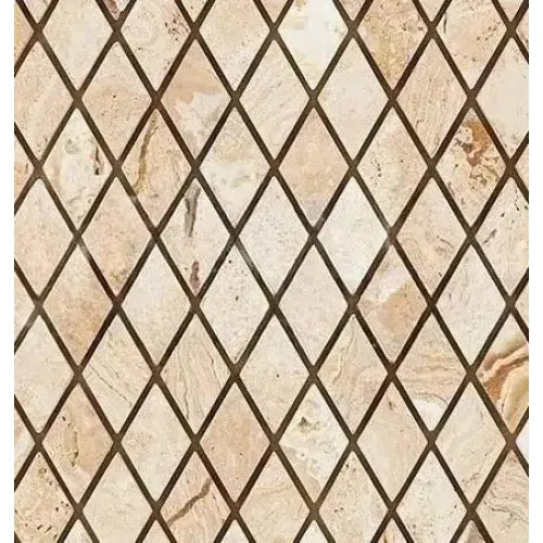 Valencia Travertine 1X2 Diamond Rhomboid Mosaic Tumbled stone tile with diamond pattern