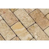 Valencia Travertine 2X4 Brick Mosaic Tumbled in a stunning travertine brick design