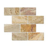 Valencia Travertine 3X6 Tumbled brick wall tiles showcasing natural stone texture