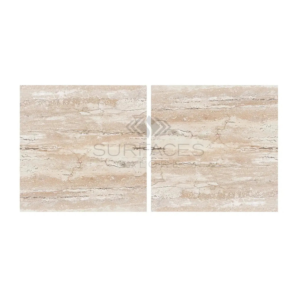 Valerenga Travertine 18X18 Filled and Honed tiles showcasing elegant natural texture