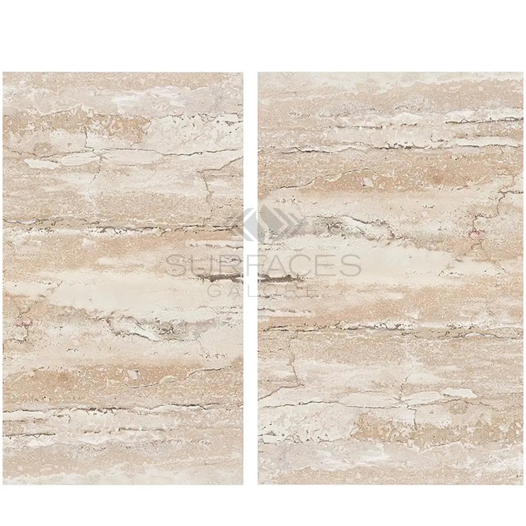 Valerenga Travertine 18X18 Filled and Honed tile samples showcasing elegant surfaces