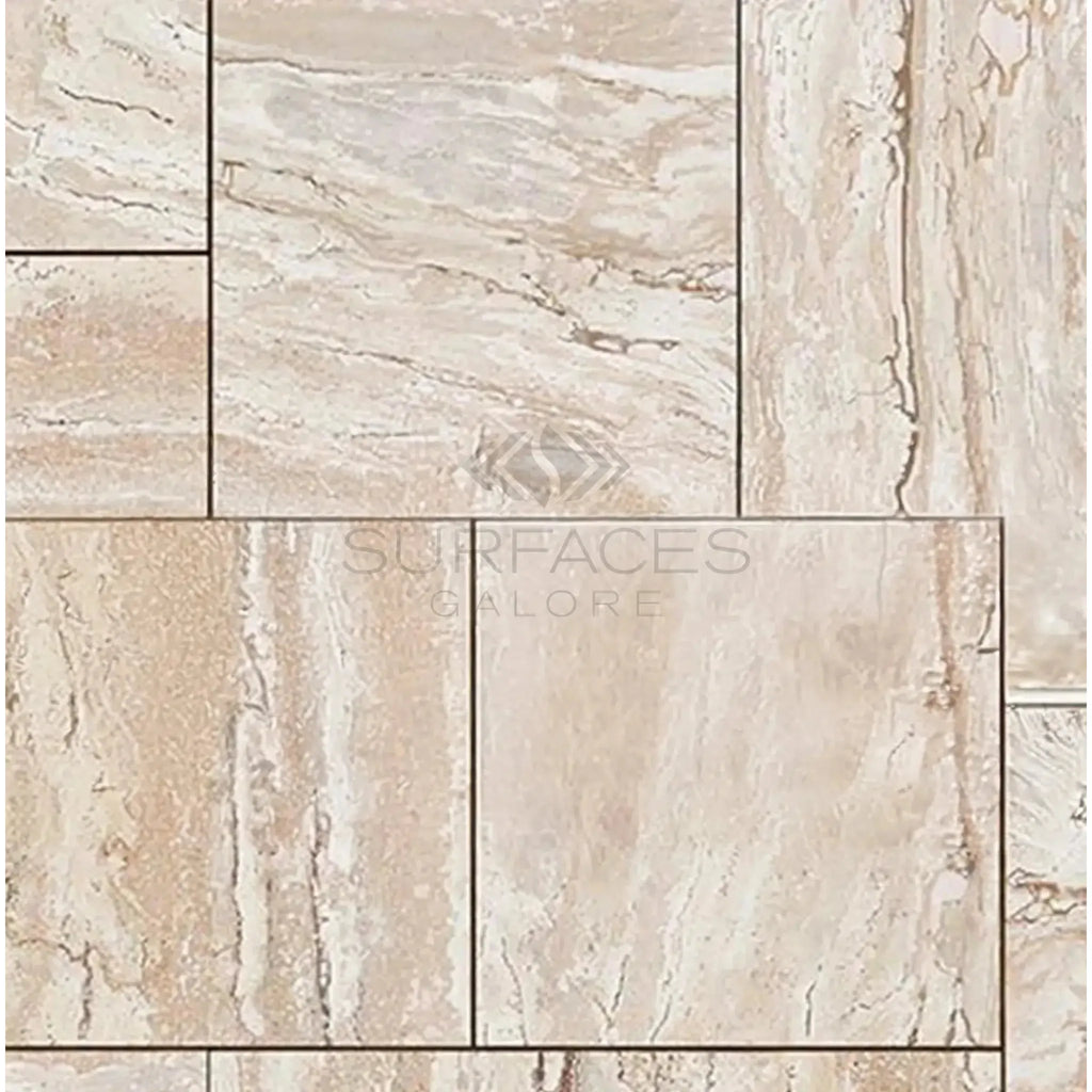 Beige travertine tile pattern in Valerenga Travertine Versailles Pattern Set