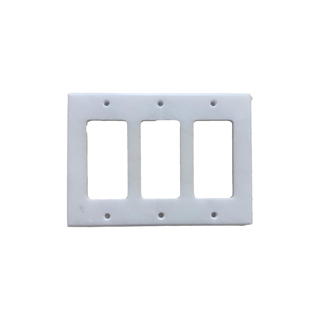 White Marble (Meram Blanc) 4 Gang TOGGLE Switch Wall Plate - Marble,granite,black granite,black marble,polished