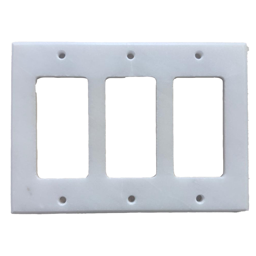 White Marble (Meram Blanc) 4 Gang TOGGLE Switch Wall Plate - Marble,granite,black granite,black marble,polished