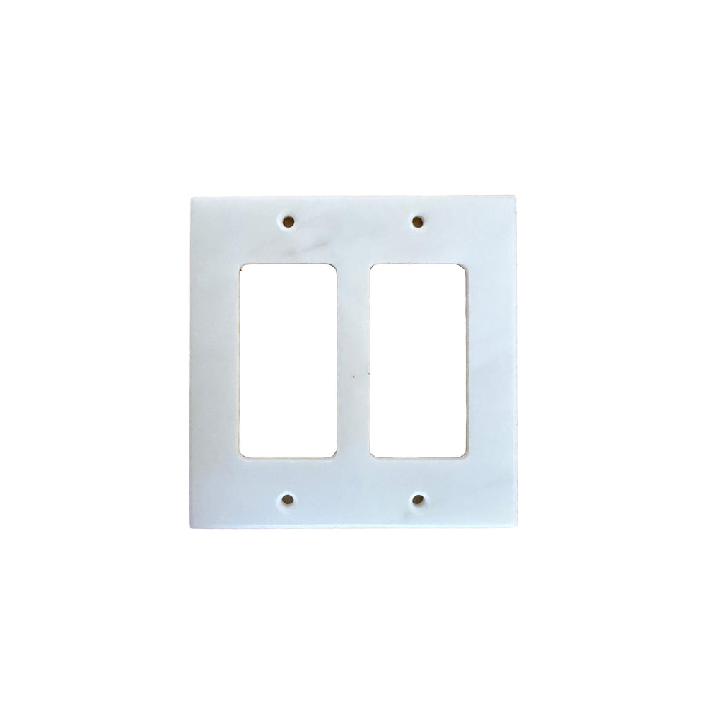 White Marble (Meram Blanc) Double TOGGLE - DUPLEX Switch Wall Plate - Marble,granite,black granite,black