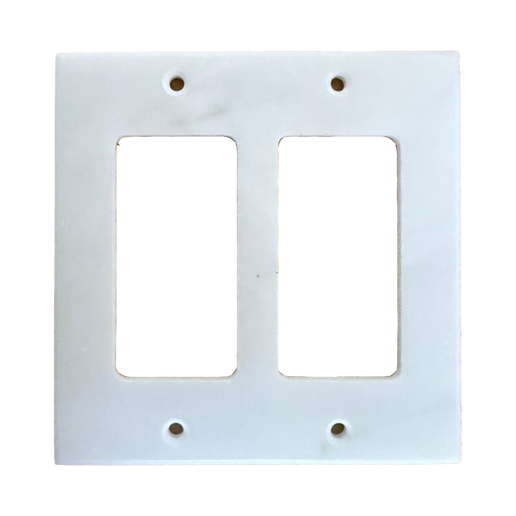 White Marble (Meram Blanc) Double TOGGLE - ROCKER Switch Wall Plate - Marble,granite,black granite,black